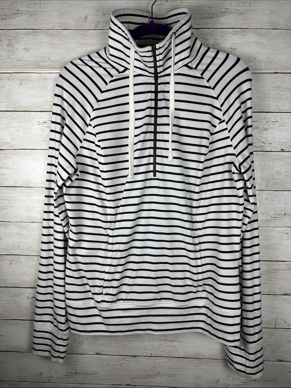 Coolibar Annette Half-Zip Pullover UPF 50+ Striped Top Size Medium